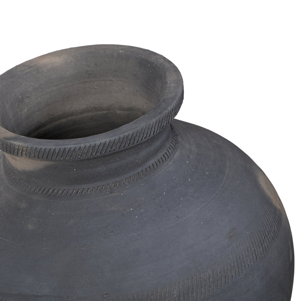 Etched Black Clay Terracotta Vessel by Studio Vastu