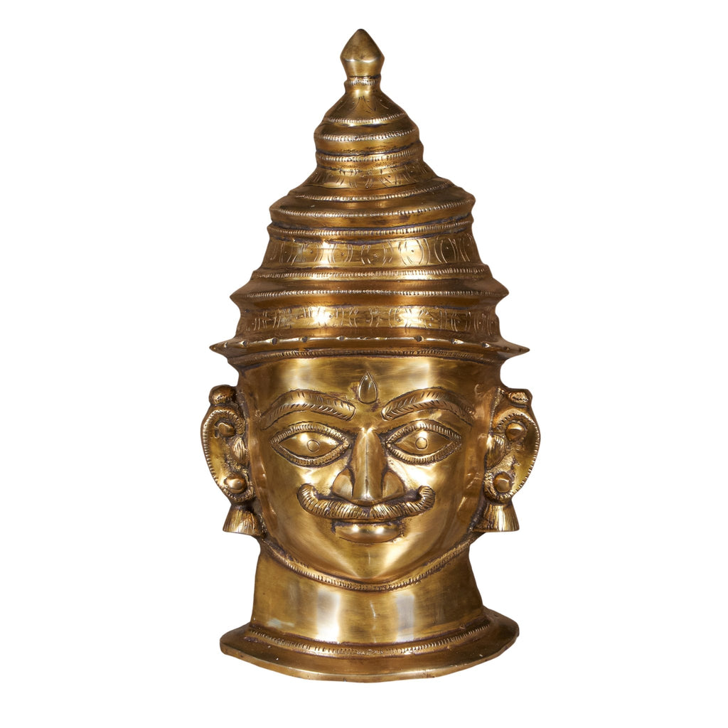 Etched Brass Deity Bust with Tiered Crown by Studio Vastu
