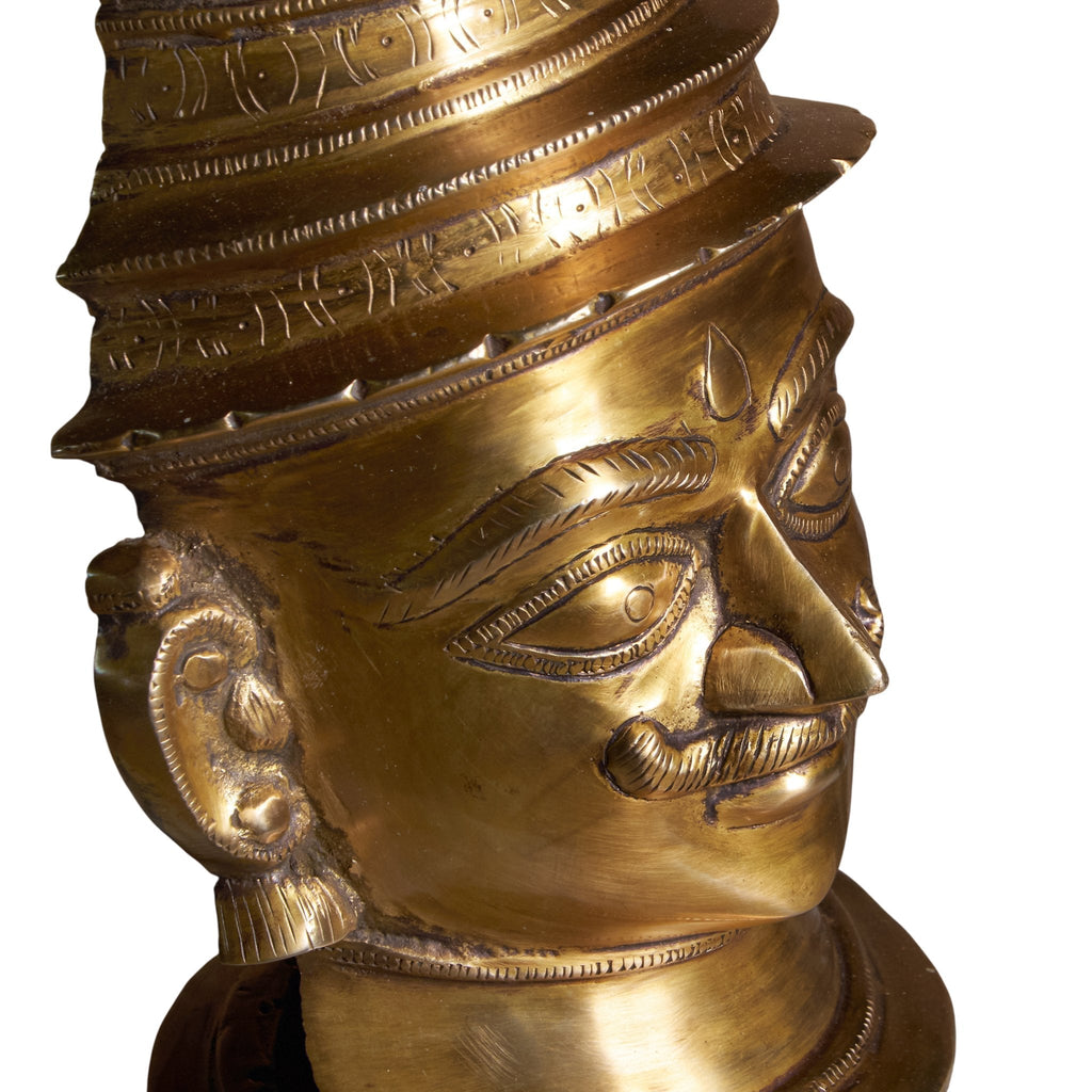 Etched Brass Deity Bust with Tiered Crown by Studio Vastu