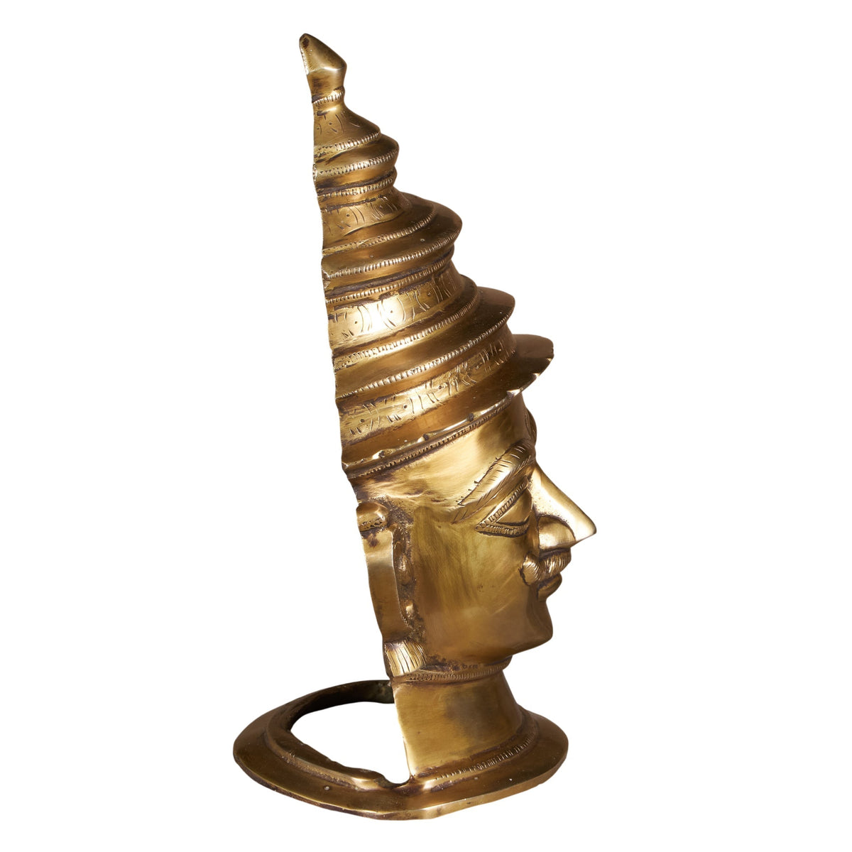 Etched Brass Deity Bust with Tiered Crown by Studio Vastu