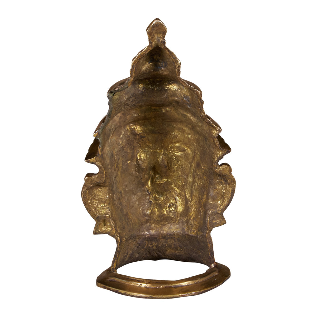 Etched Brass Deity Bust with Tiered Crown by Studio Vastu