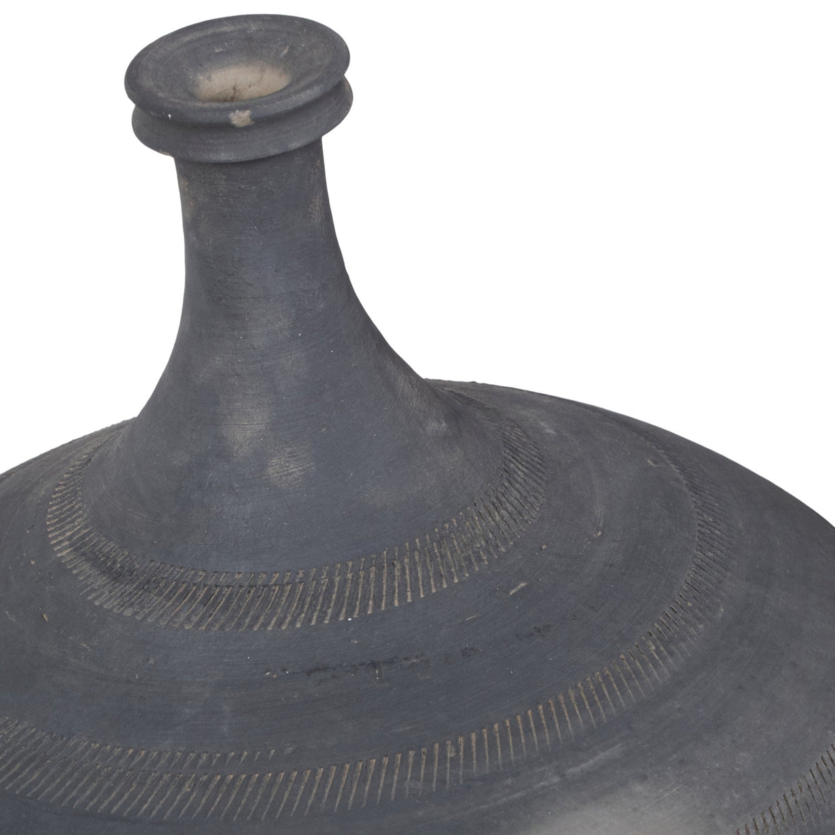 Etched Charcoal Clay Vase by Studio Vastu