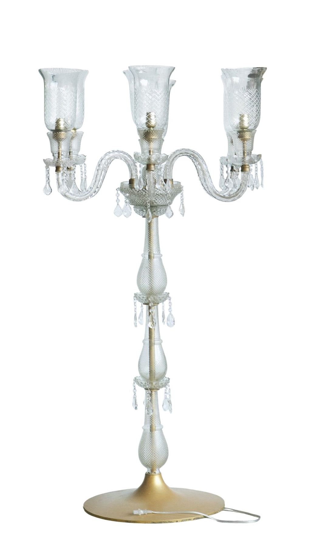 Etched Glass and Brass Candelabra Lamp by Studio Vastu