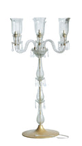 Etched Glass and Brass Candelabra Lamp by Studio Vastu