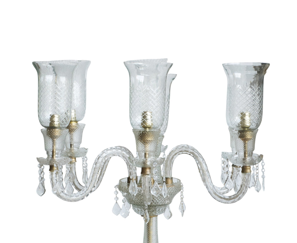 Etched Glass and Brass Candelabra Lamp by Studio Vastu