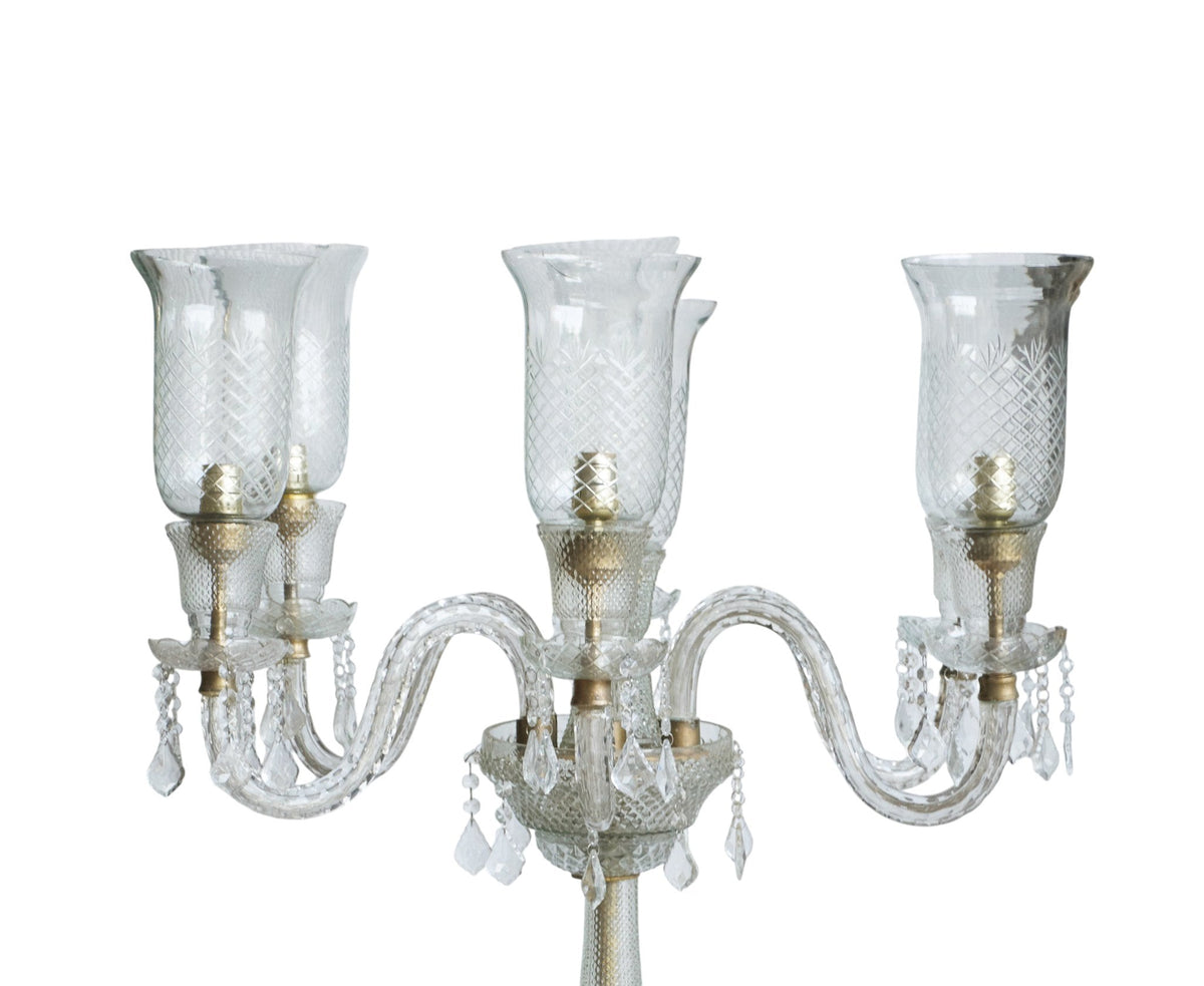 Etched Glass and Brass Candelabra Lamp by Studio Vastu