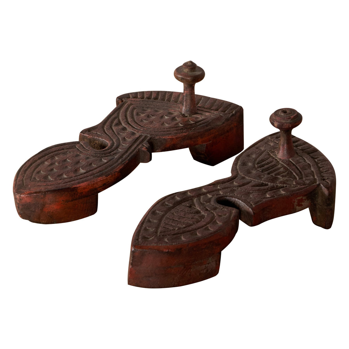 Fish-Motif Carved Wooden Monk Sandals by Studio Vastu