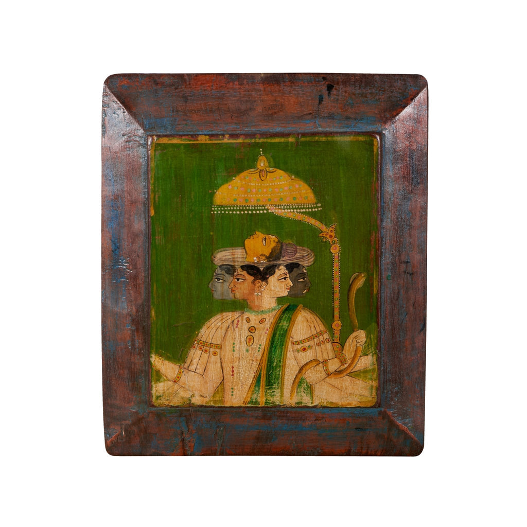 Five-Faced Shiva Hand-Painted Wood Panel by Studio Vastu