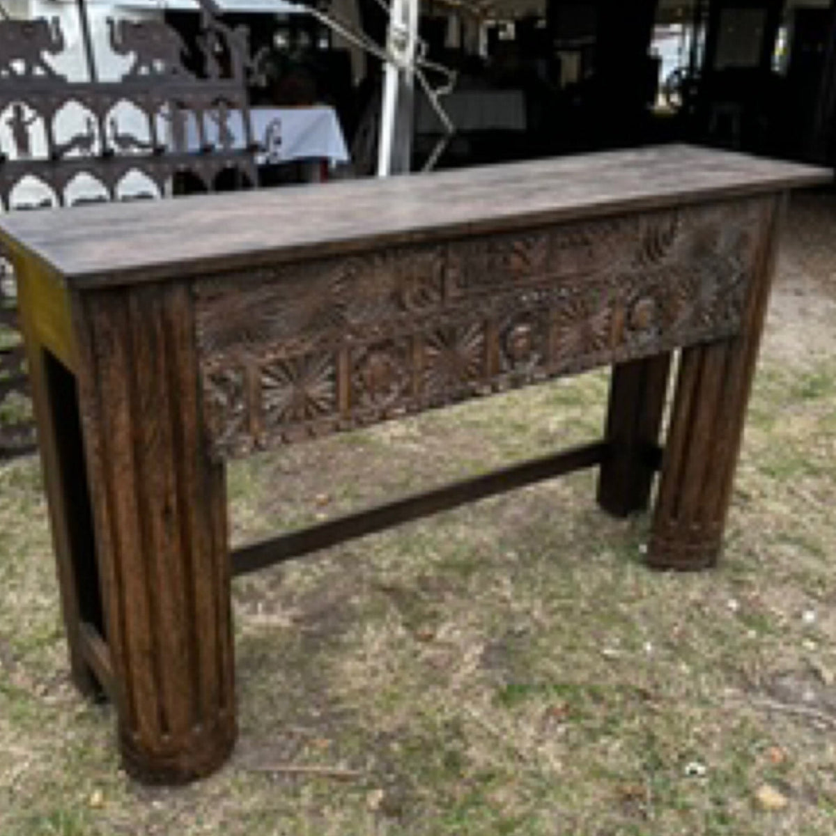 Floral Carved Wood Console Table by Studio Vastu
