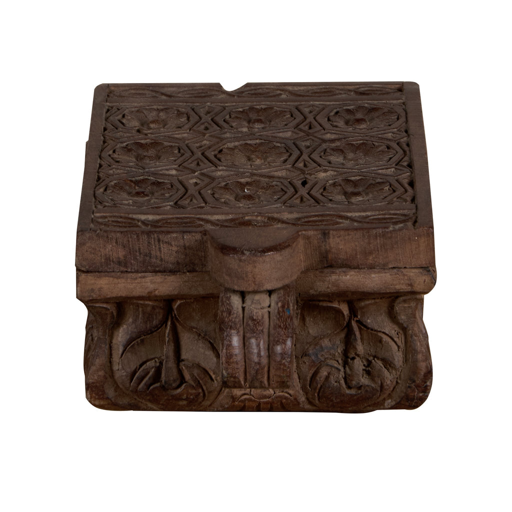 Floral Carved Wooden Spice Box by Studio Vastu