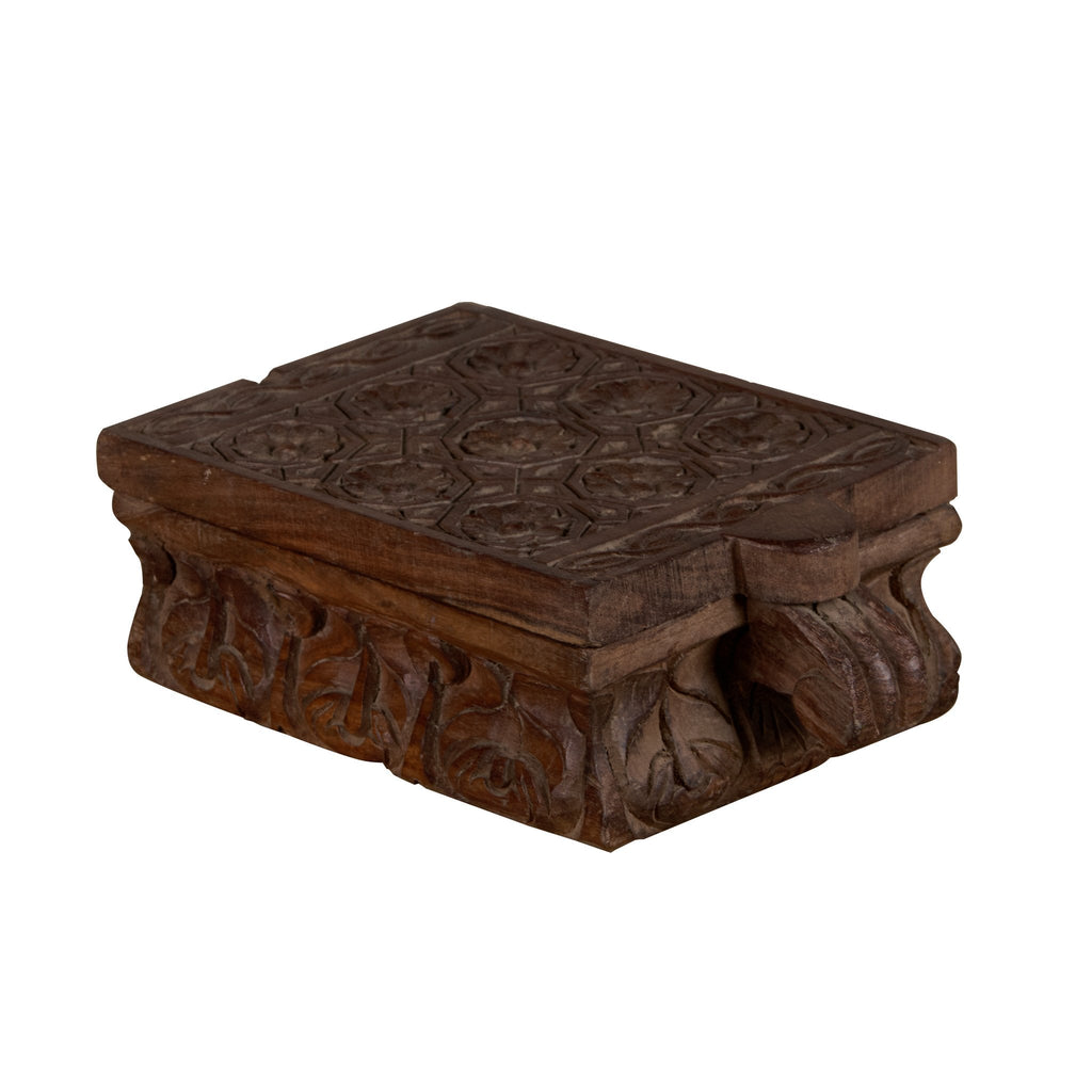 Floral Carved Wooden Spice Box by Studio Vastu