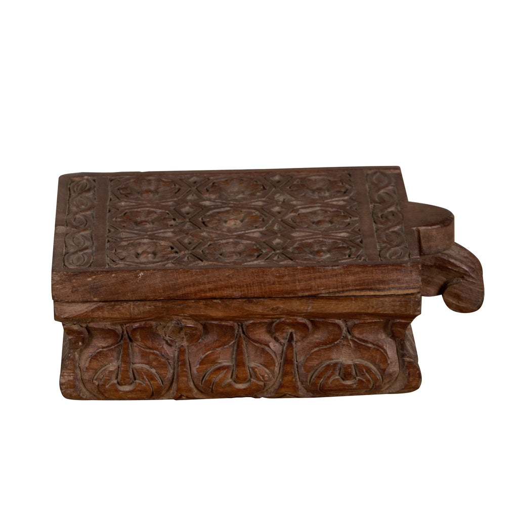 Floral Carved Wooden Spice Box by Studio Vastu