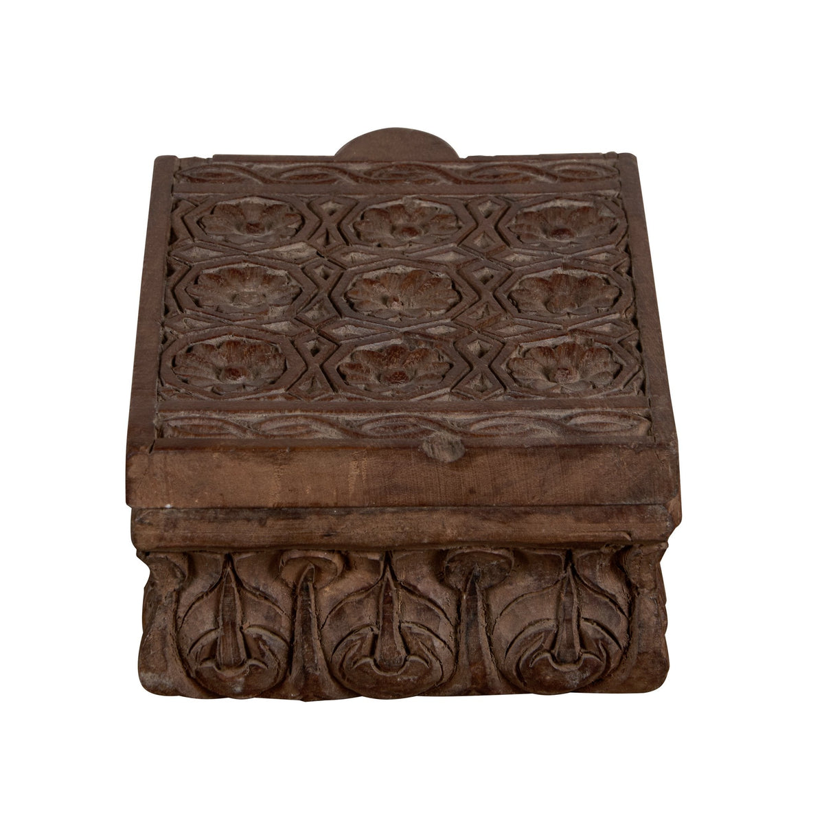 Floral Carved Wooden Spice Box by Studio Vastu