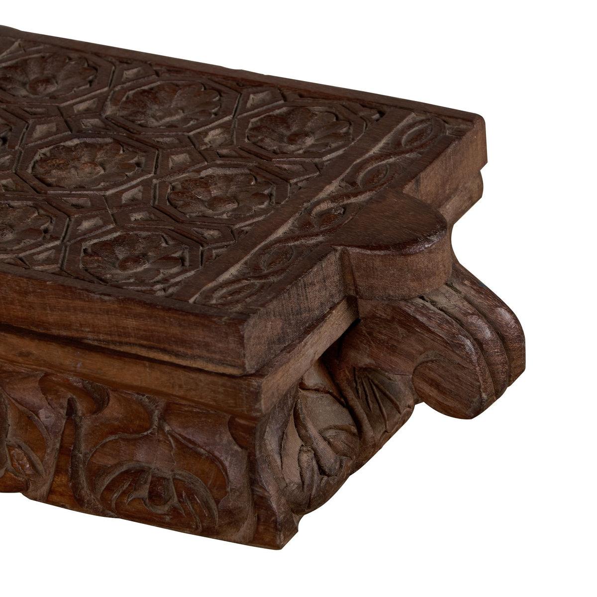 Floral Carved Wooden Spice Box by Studio Vastu