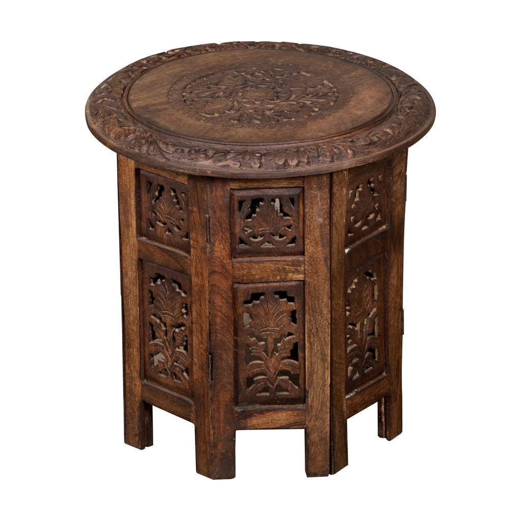 Floral Medallion Wood Bajot Table by Studio Vastu