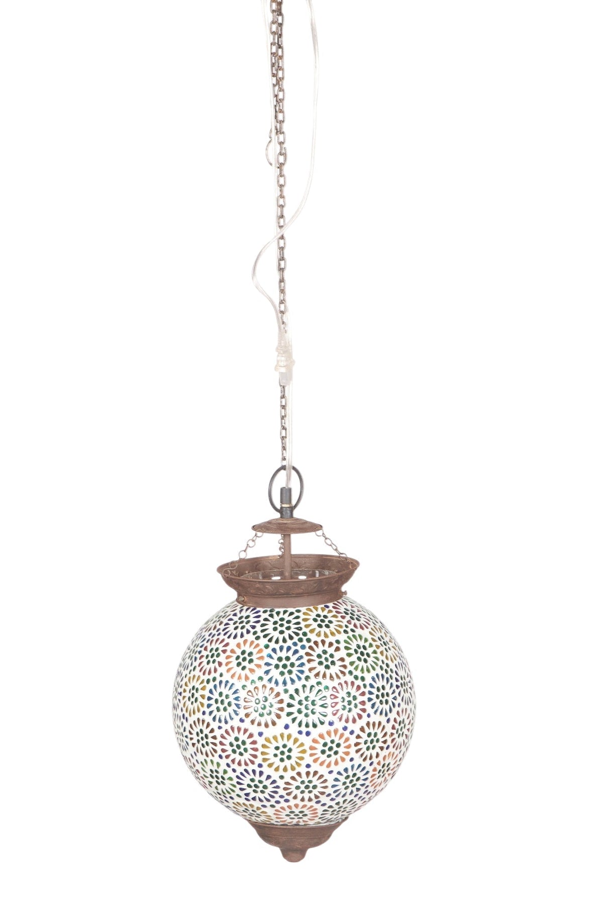 Floral Mosaic Glass Globe Pendant by Studio Vastu