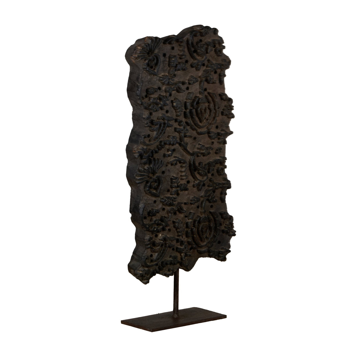 Floral Textile Printing Block on Iron Stand by Studio Vastu
