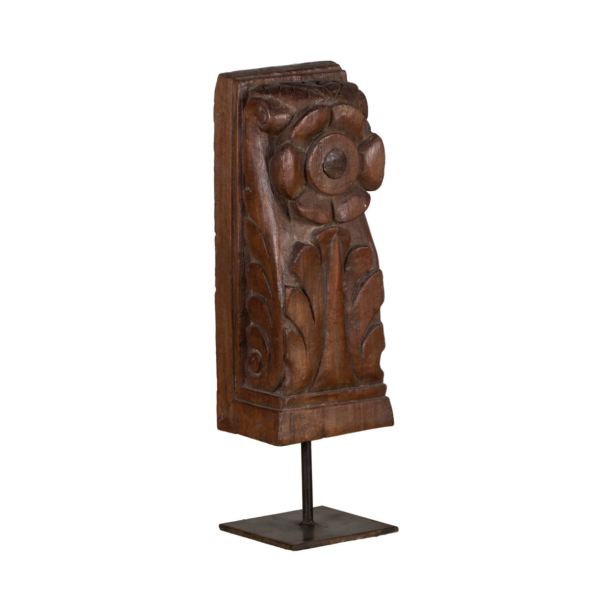 Floral Wood Carving Brackets on Iron Stands by Studio Vastu