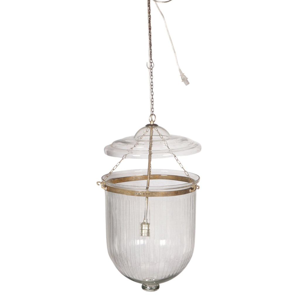 Fluted Glass and Brass Bell Pendant Light by Studio Vastu