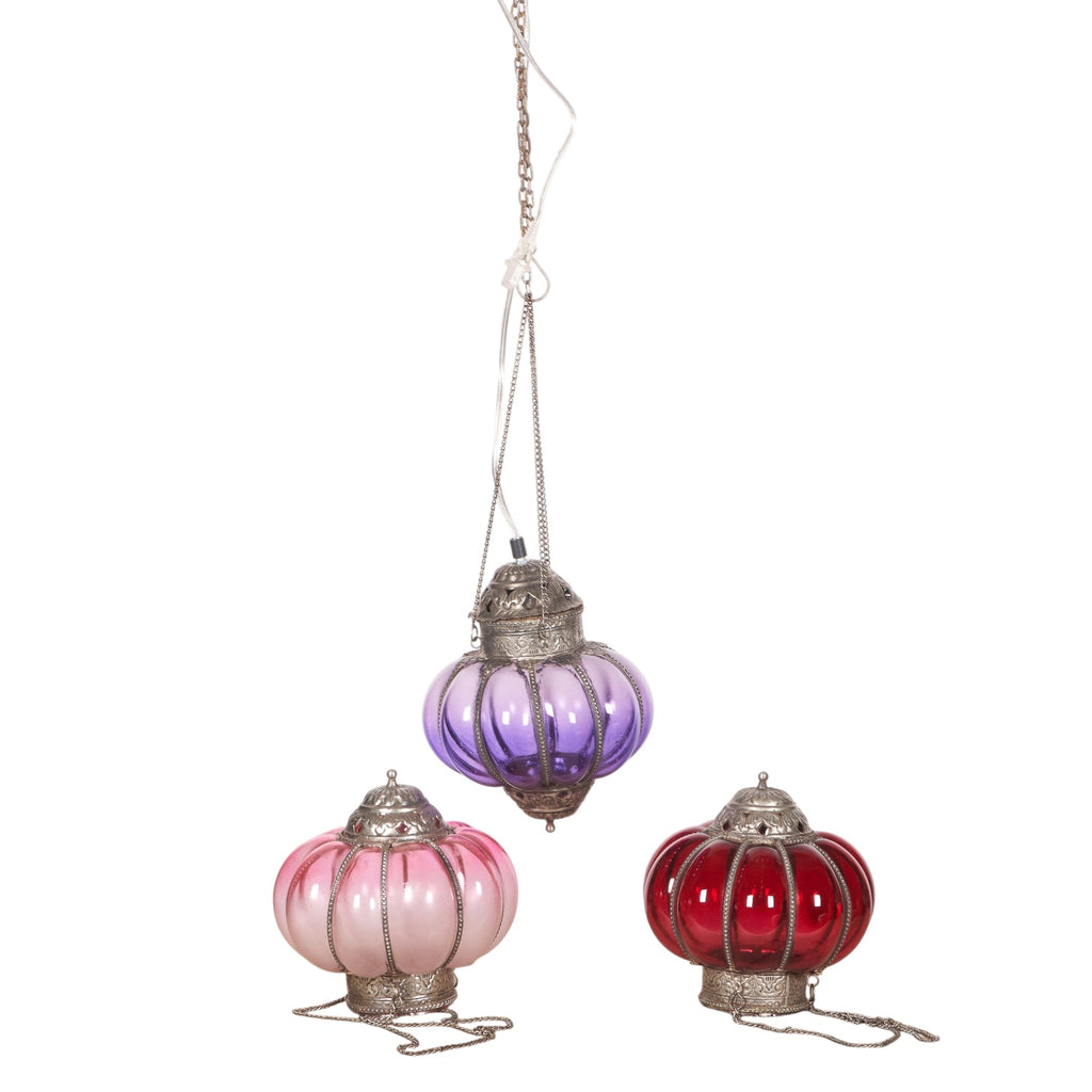 Fluted Jewel Glass Hanging Lantern by Studio Vastu