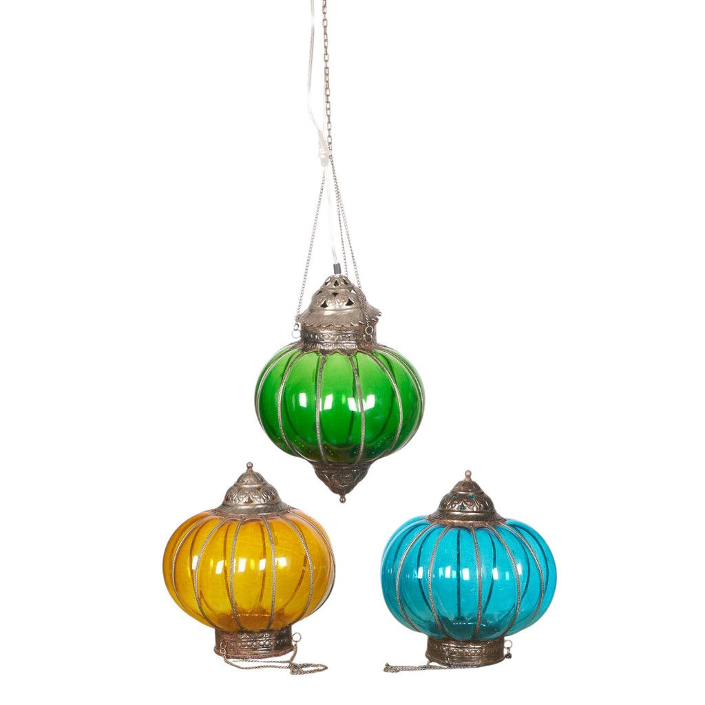 Fluted Jewel Glass Hanging Lantern by Studio Vastu