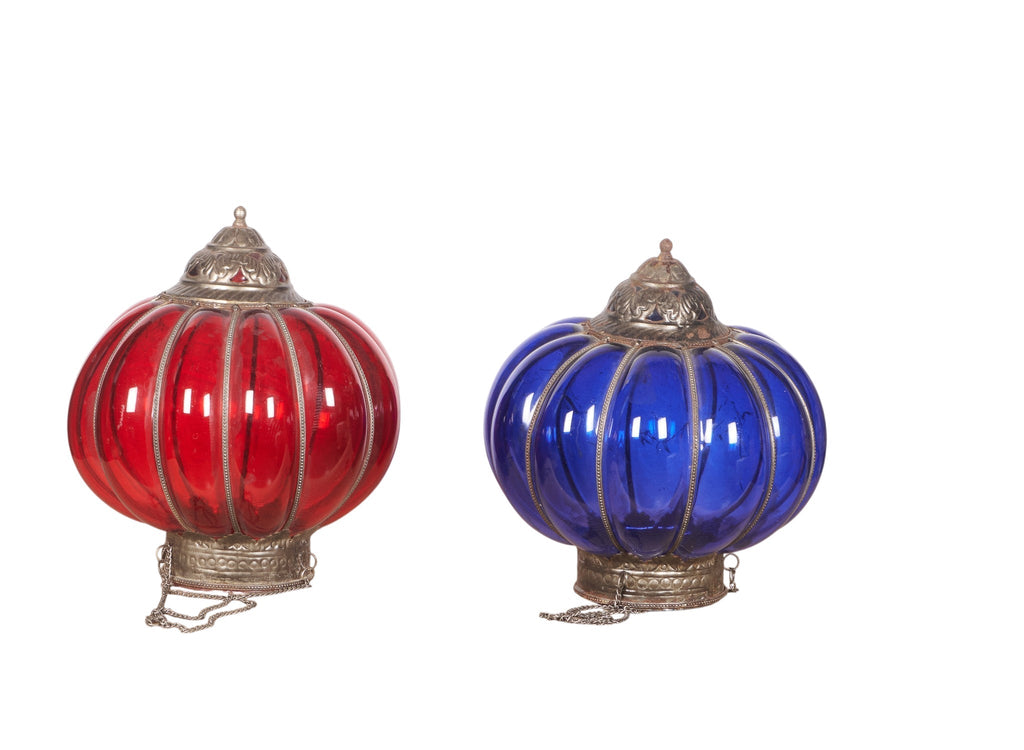 Fluted Jewel Glass Hanging Lantern by Studio Vastu