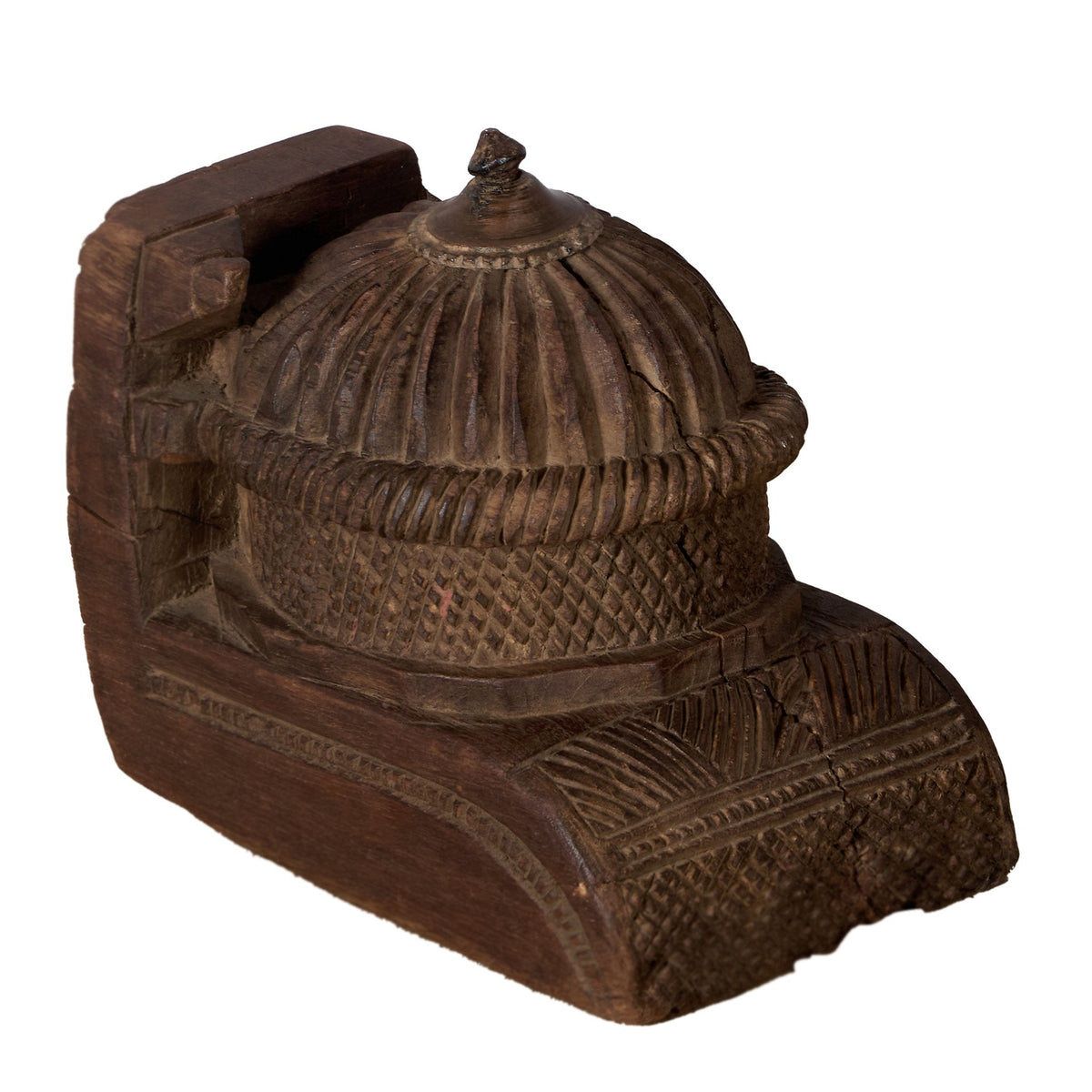 Foliate Carved Teak Wood Pedestal Base by Studio Vastu