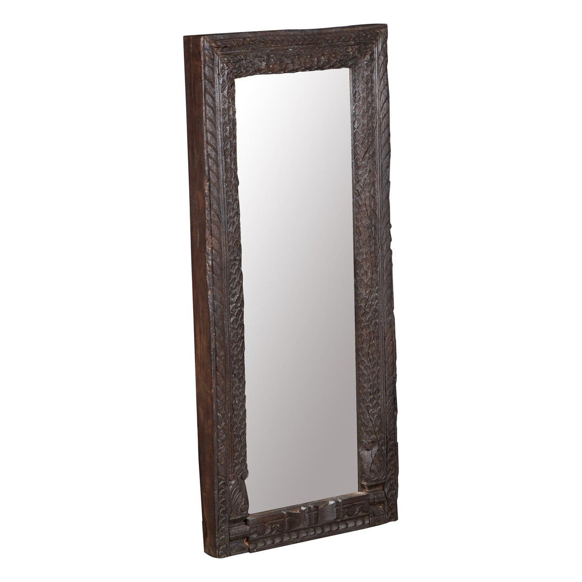 Foliate Teak Wood Wall Mirror by Studio Vastu