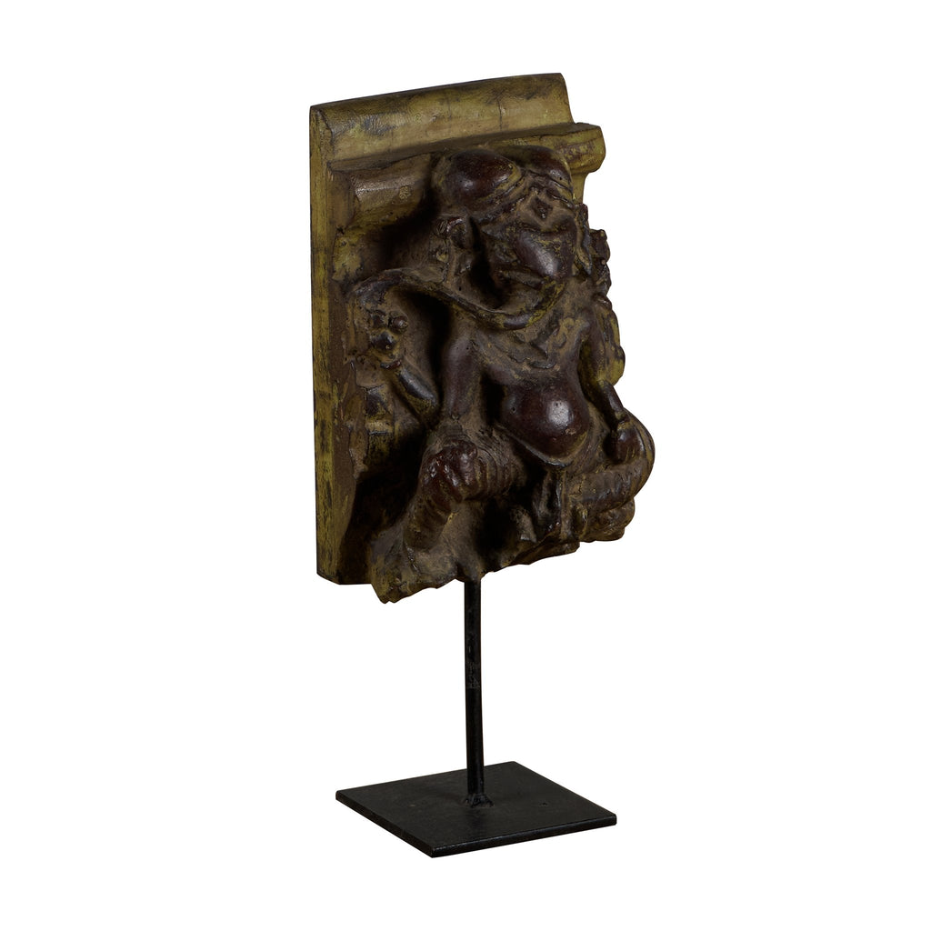 Ganesh Wood and Iron Relief Stand by Studio Vastu