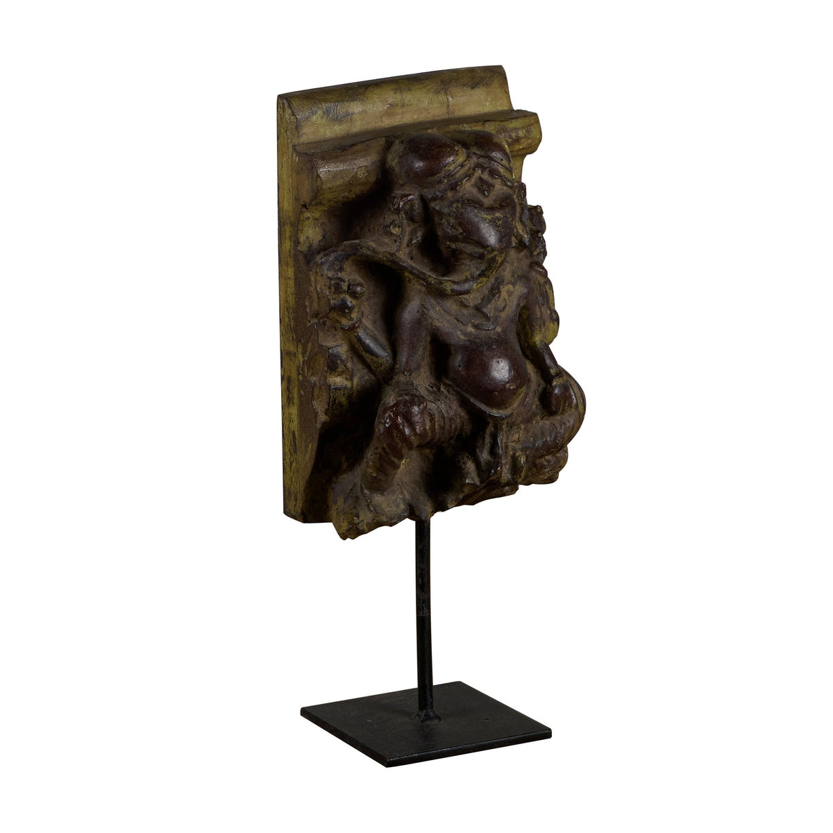 Ganesh Wood and Iron Relief Stand by Studio Vastu