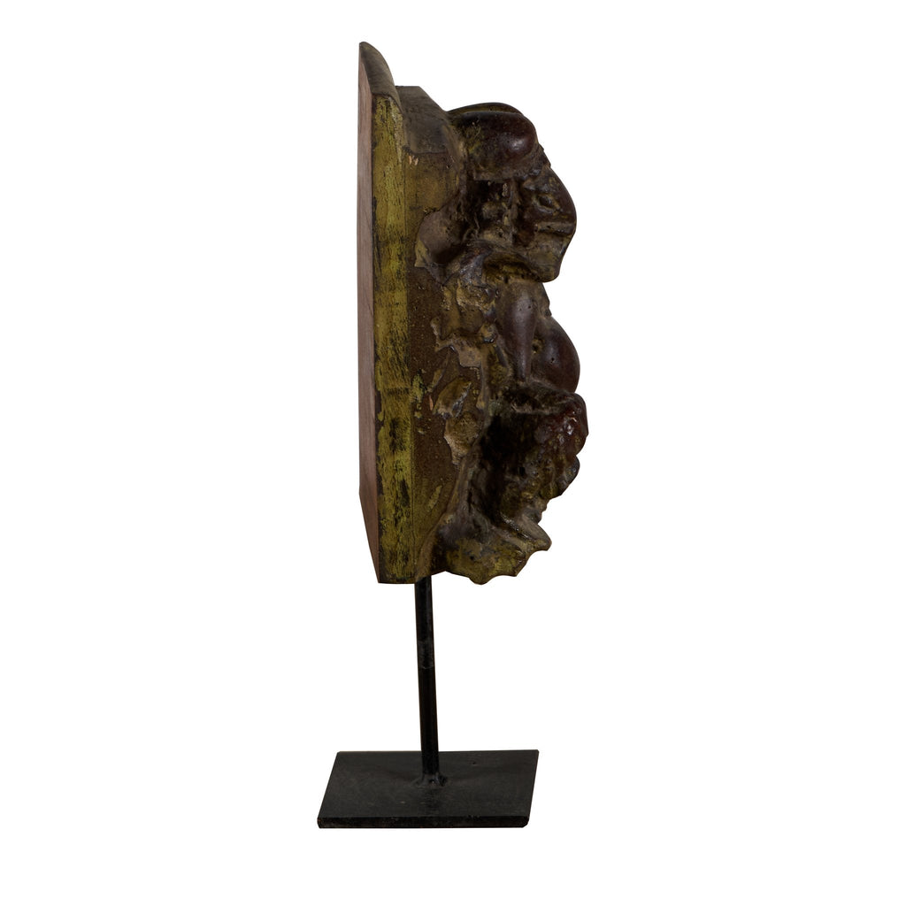 Ganesh Wood and Iron Relief Stand by Studio Vastu