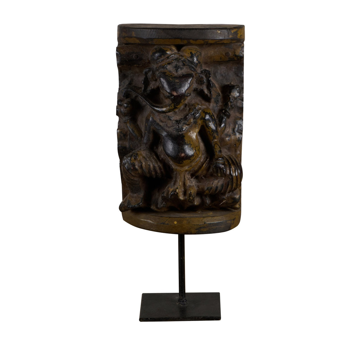 Ganesh Wood and Iron Relief Stand by Studio Vastu