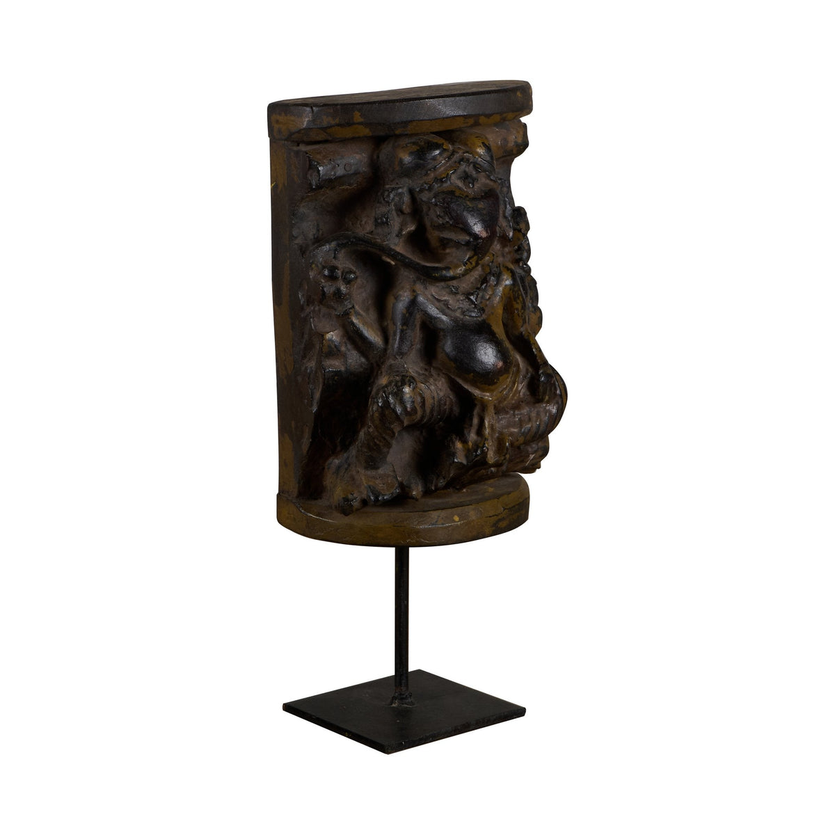Ganesh Wood and Iron Relief Stand by Studio Vastu