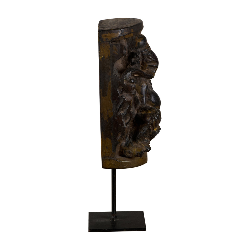 Ganesh Wood and Iron Relief Stand by Studio Vastu