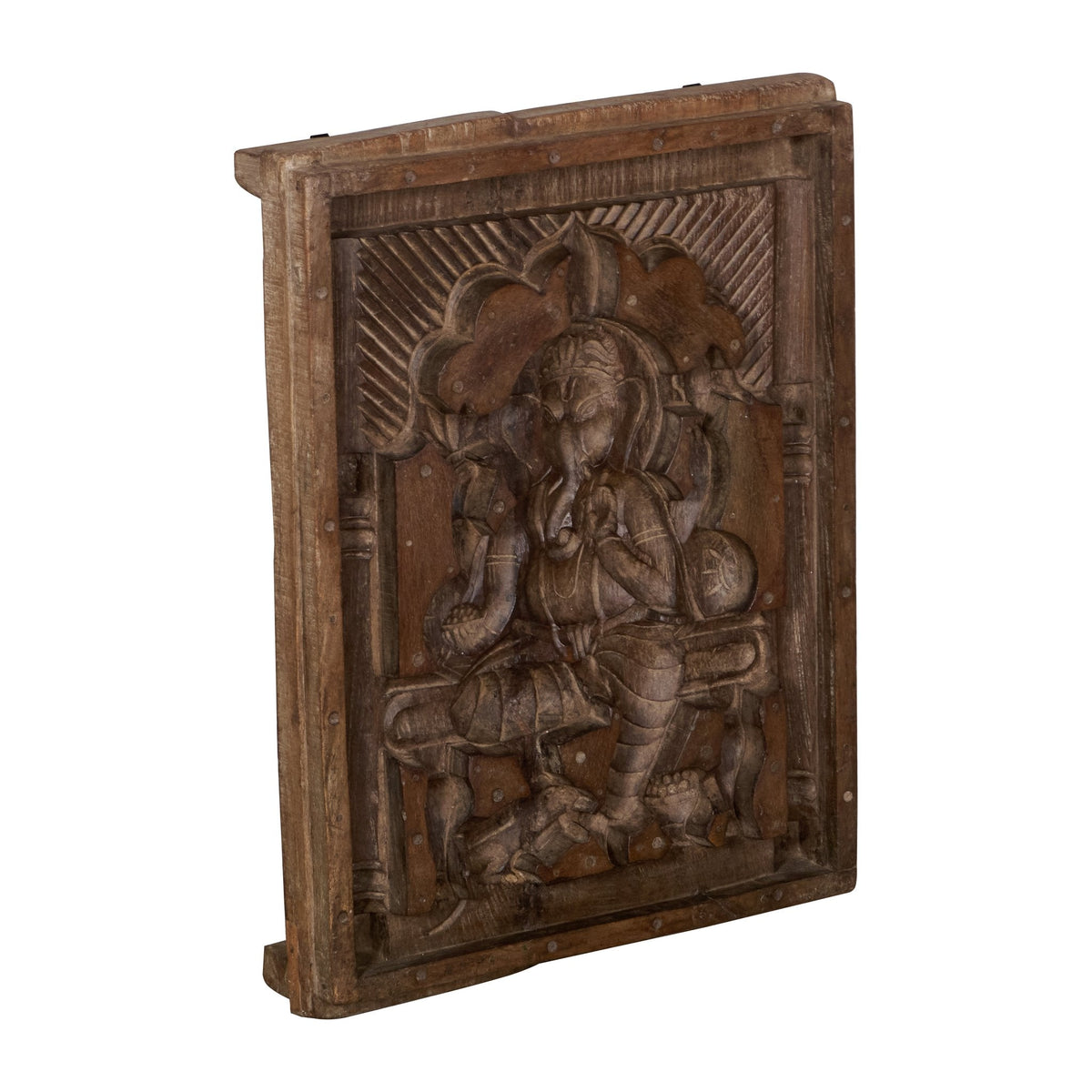 Ganesha Carved Wooden Wall Panel by Studio Vastu