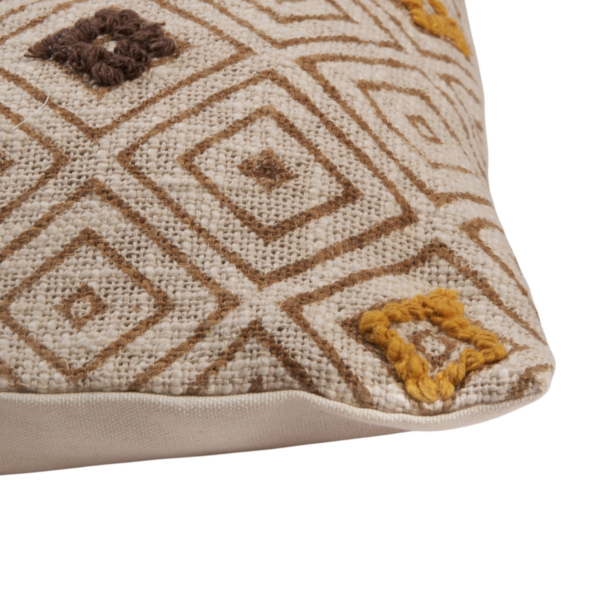 Geometric Embroidered Cotton Lumbar Cushion Cover by Studio Vastu