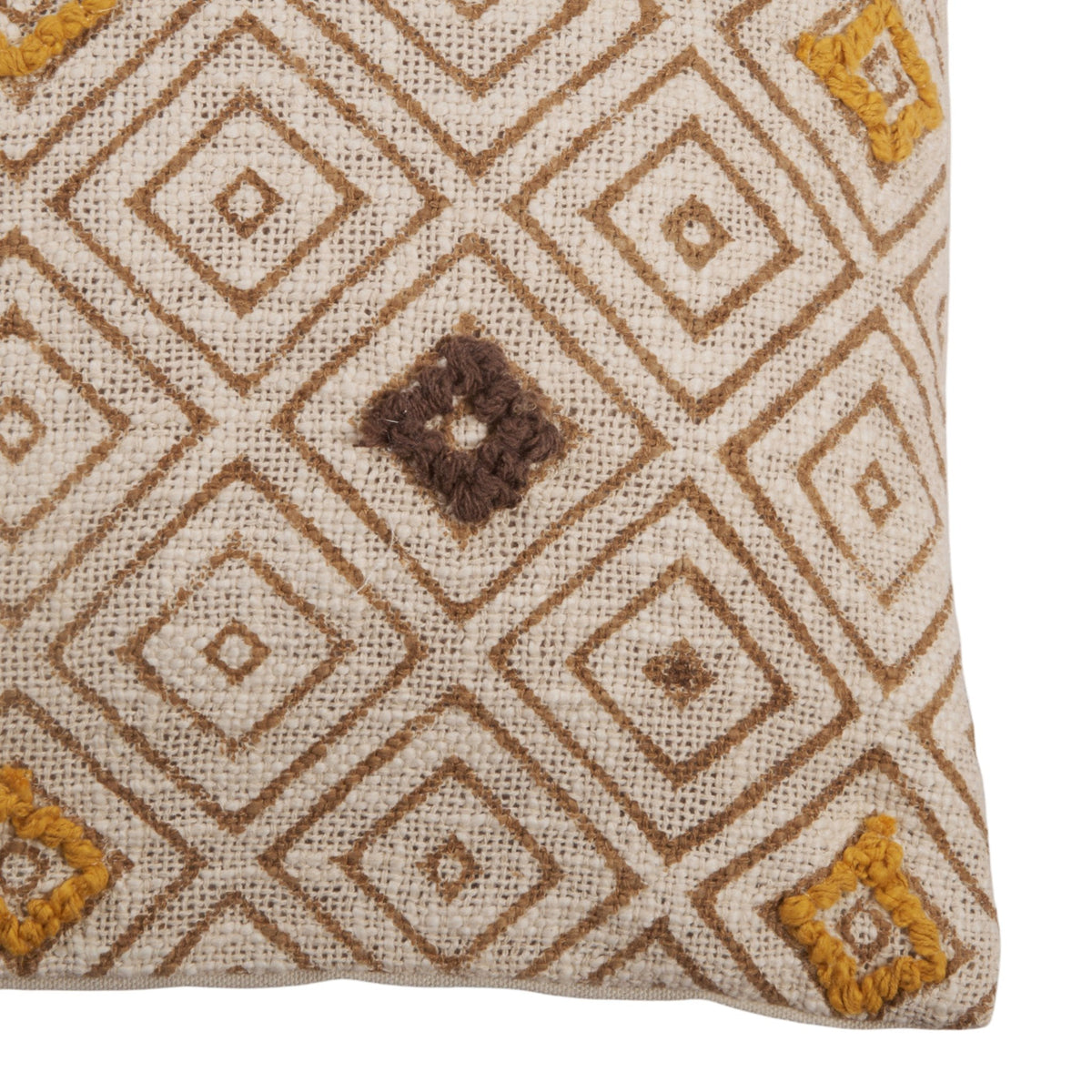 Geometric Embroidered Cotton Lumbar Cushion Cover by Studio Vastu