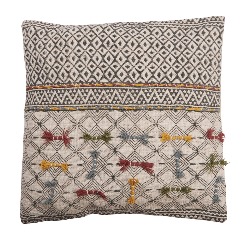 Geometric Tasseled Cotton Cushion Cover by Studio Vastu
