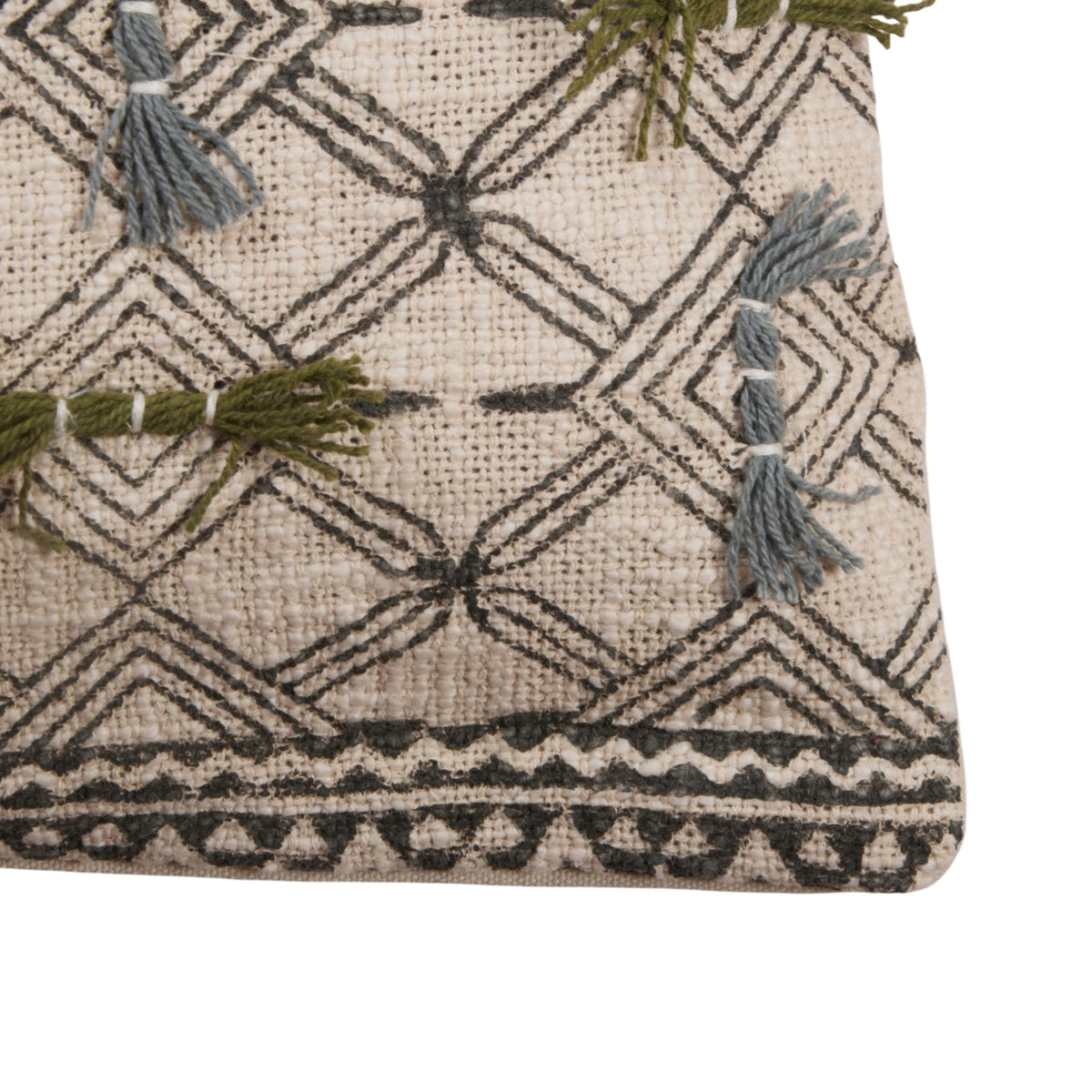 Geometric Tasseled Cotton Cushion Cover by Studio Vastu