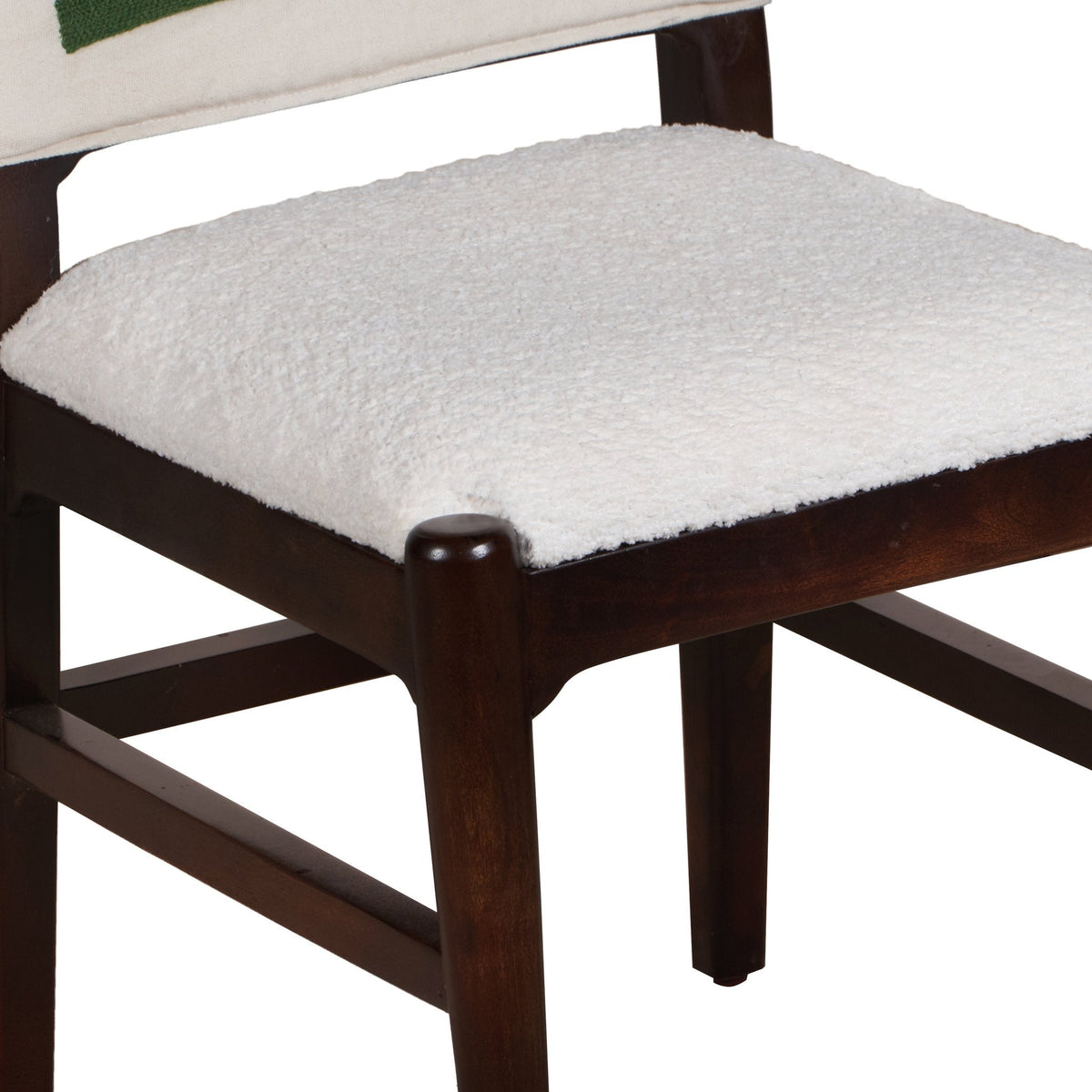 Graphic Face Acacia Wood Bouclé Dining Chair by Studio Vastu