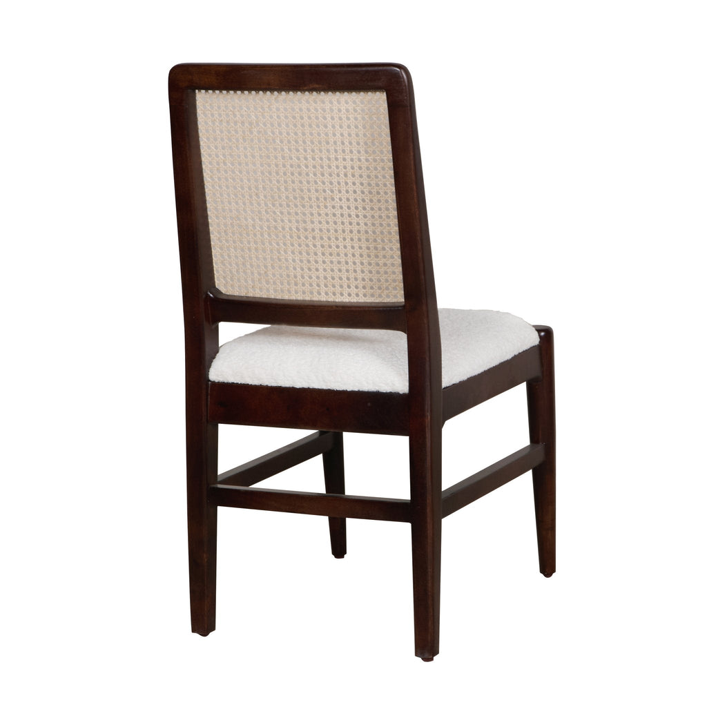 Graphic Face Acacia Wood Bouclé Dining Chair by Studio Vastu