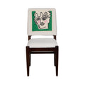 Graphic Face Acacia Wood Bouclé Dining Chair by Studio Vastu
