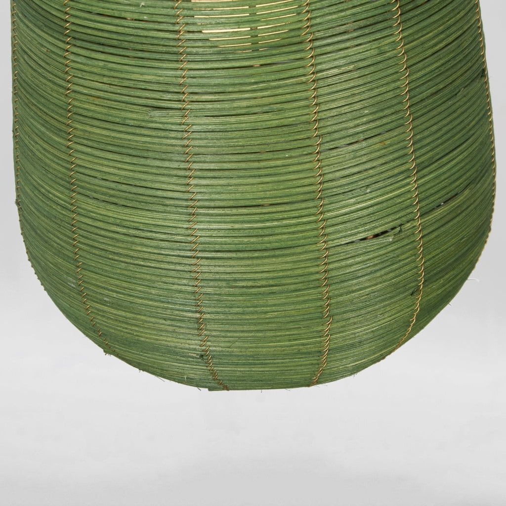 Green Cane & Mango Wood Cage Pendant Light by Studio Vastu