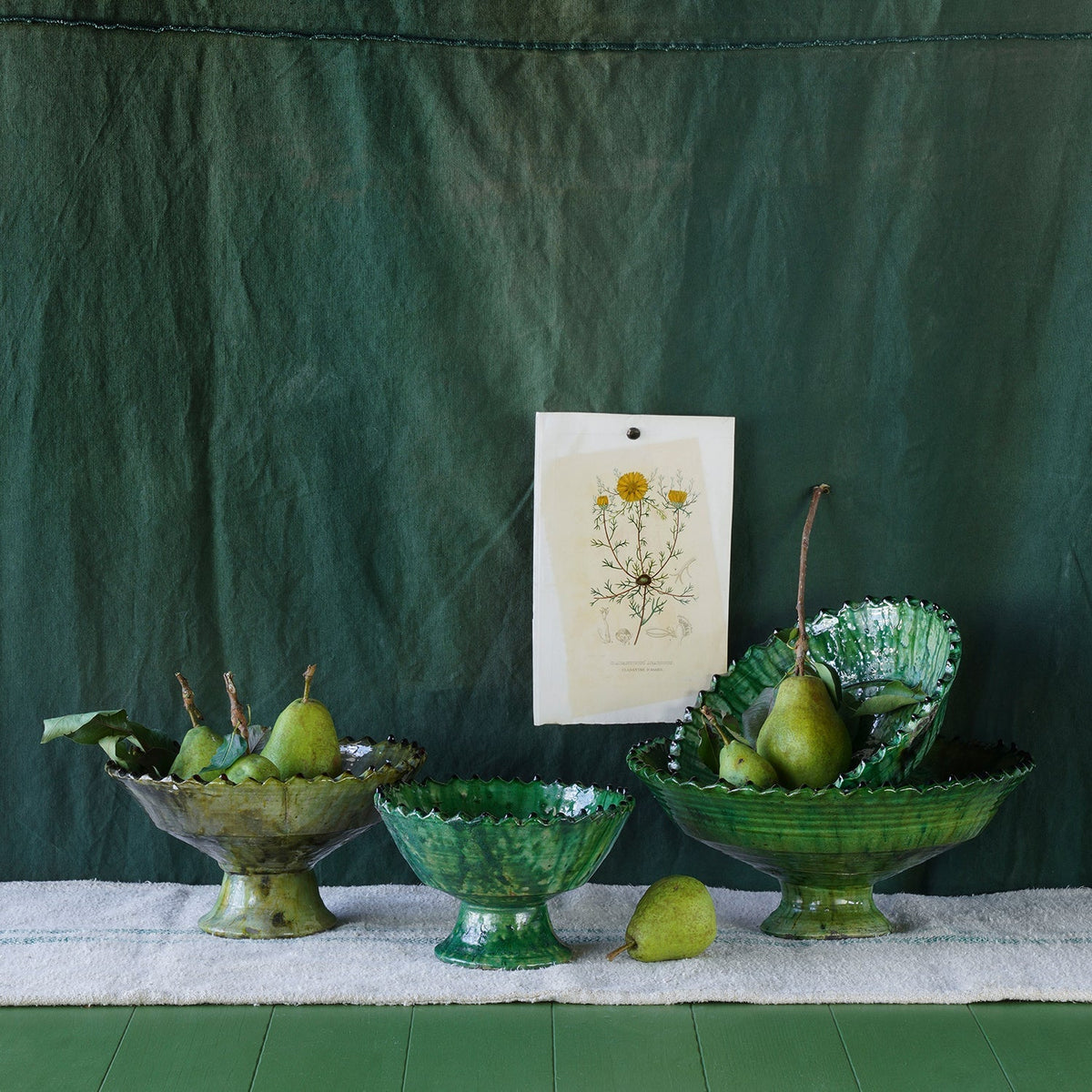 Green Tamegroute Pedestal Compote Bowl by Studio Vastu
