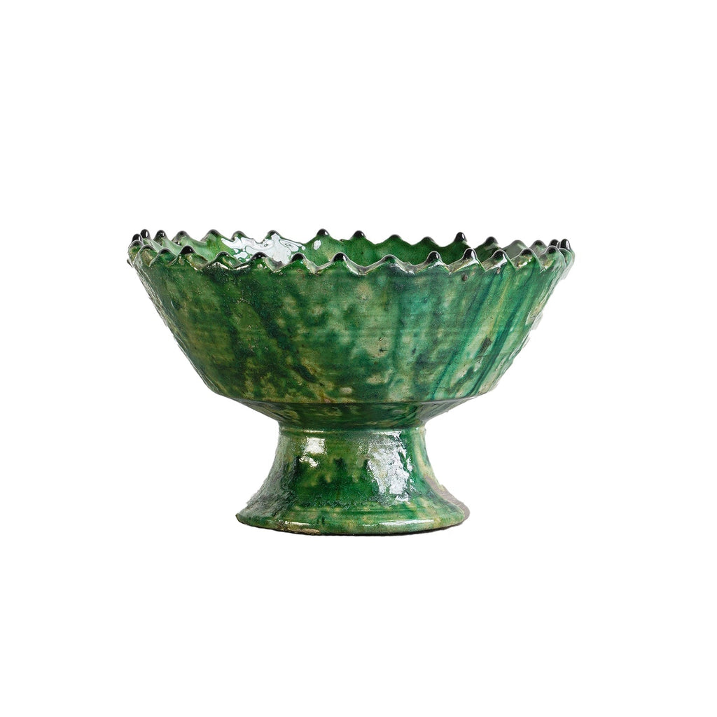 Green Tamegroute Pedestal Compote Bowl by Studio Vastu