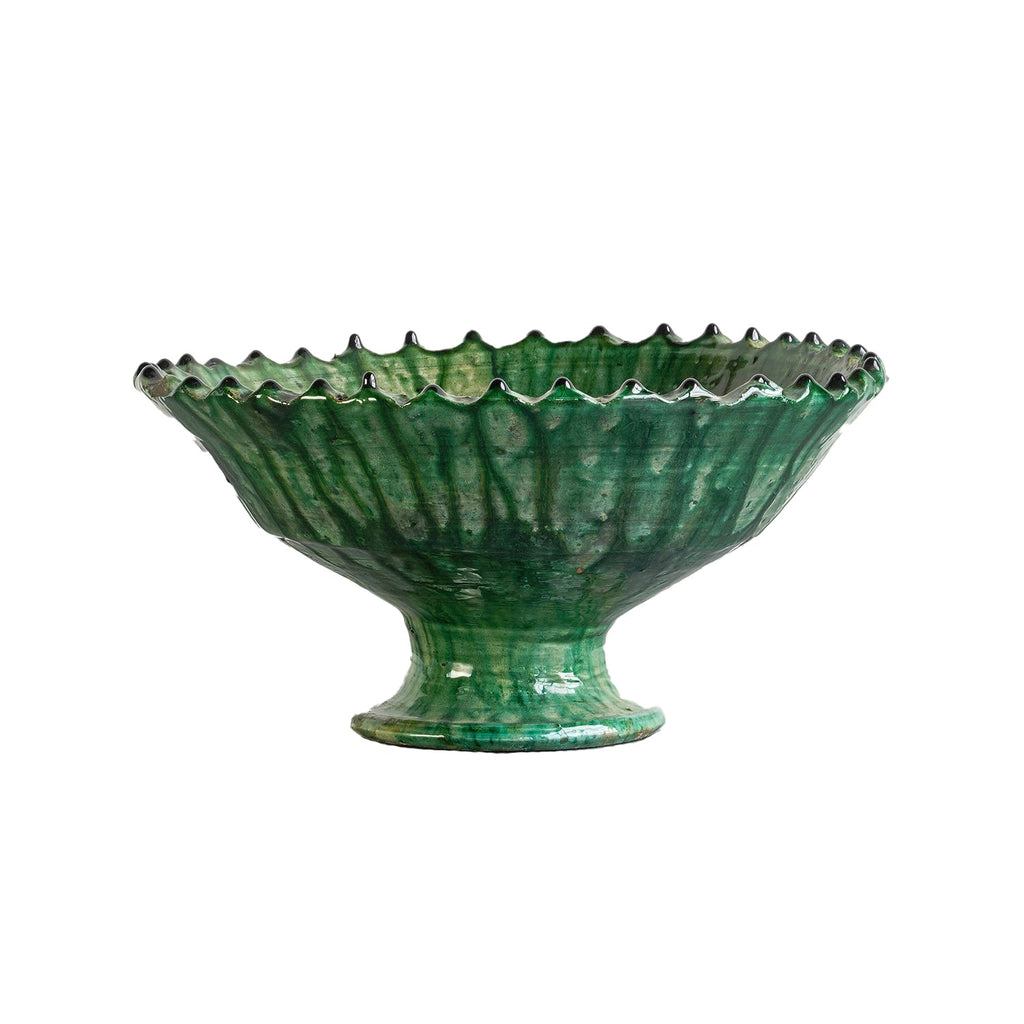 Green Tamegroute Pedestal Compote Bowl by Studio Vastu