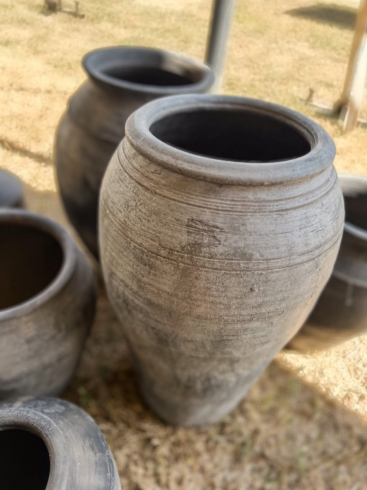 Grey Clay Vintage Earthenware Pots by Studio Vastu