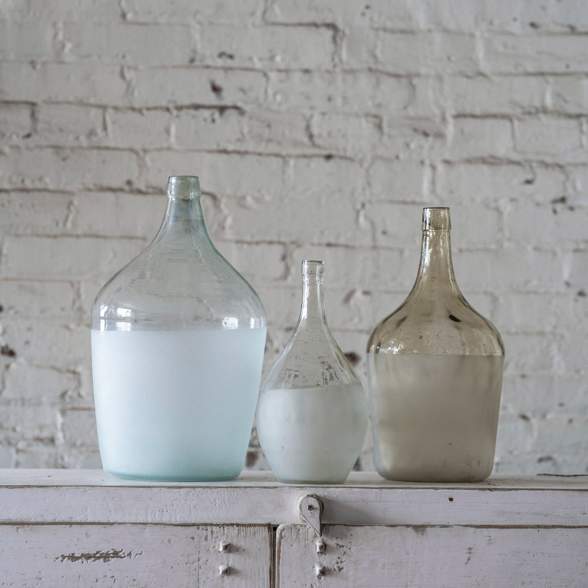 Half Frost Glass Demijohn Bottle by Studio Vastu