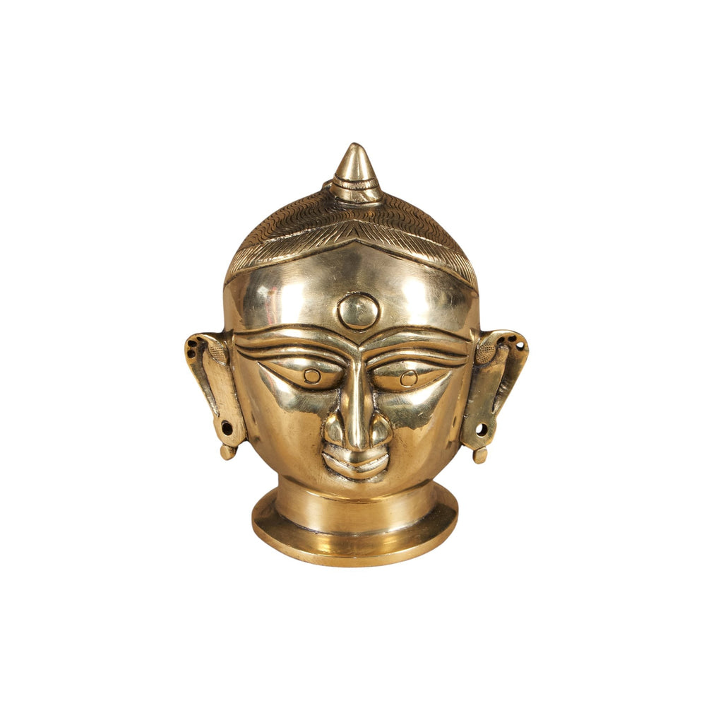 Hand-Cast Brass Folk Head Sculpture by Studio Vastu