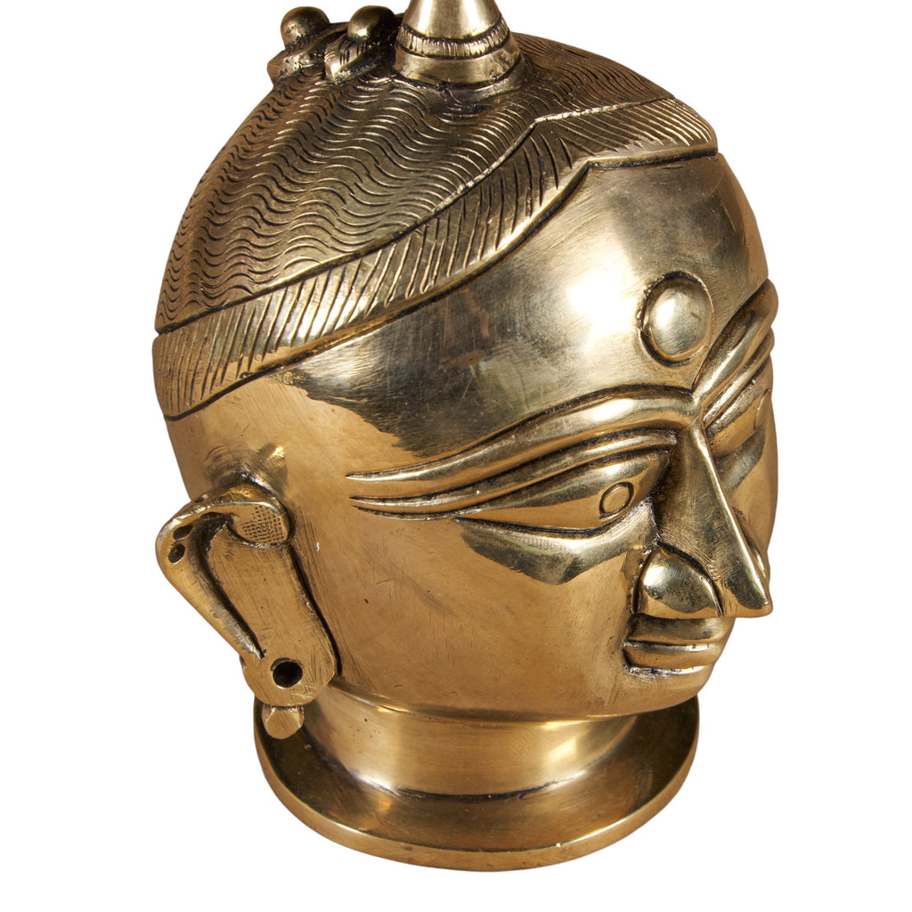 Hand-Cast Brass Folk Head Sculpture by Studio Vastu
